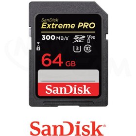 تصویر کارت حافظه سن دیسک 64گیگ SanDisk SD 64GB Extreme PRO UHS-II SanDisk 64GB Extreme PRO SDXC UHS-II Card