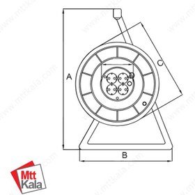 تصویر پریز سیار قرقره ای پایه دار کوچک بدون ارت 4 خانه پارسا Portable pulley socket 4 ways without earth small PARSA