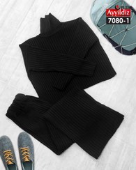 تصویر ست کراپ شلوار بافت سایز بزرگ زنانه کد 7080 