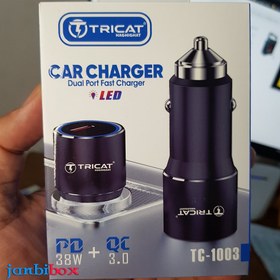 تصویر شارژر فندکی فست شارژ 38 وات تریکت مدل TC-1003 شارژر فندکی فست شارژ 38 وات تریکت مدل TC-1003