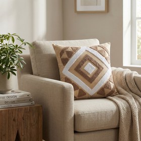 تصویر کوسن گلدوزی طرح لوزی هندسی کد706 