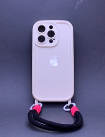 تصویر قاب ایفون مدل سولید بند آویزدار برای گوشی iphone 14 pro - قهوه ای Solid model iPhone case with hanging strap for iPhone 14 pro