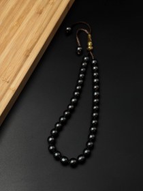 تصویر تسبیح سنگ حدید مشکی اصل 