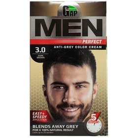 تصویر کیت رنگ مو گپ (Gap) سری Men Perfect شماره 3.0 رنگ قهوه ای تیره رنگ مو گپ