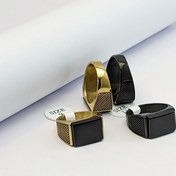 تصویر انگشتر استیل نگین مشکی 