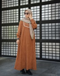 تصویر مانتوپاییزه مخمل کبریتی مدل خزان 