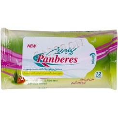 تصویر دستمال مرطوب پاک کننده دست و صورت پنبه ریز 12 عدد Panberes Cleanser 