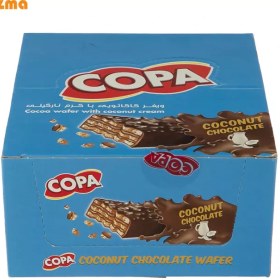 تصویر ویفر کاکائویی با طعم نارگیل کوپا – بسته ۱۲ عددی copa wafer coconat chocolate - 12pcs