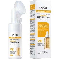 تصویر فوم شستشوی صورت براش دار شفاف کننده آمینو اسید و ویتامین سی سادور SADOER Double Amino Acid Vitamin C Mild Cleansing Mousse