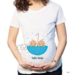 تصویر تیشرت طرح بارداری دوقلو مدل T391 