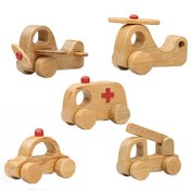 تصویر مجموعه اسباب بازی چوبی دنیای پرواز (ست پنج تکه ماشین و هواپیما) 
