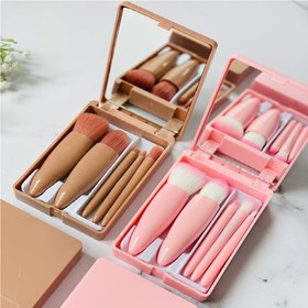 تصویر ست براش آرایشی 5 تیکه آینه داردکیفی در دو رنگ نود MAKE UP BRUSH SET 5 PS