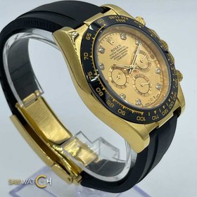 تصویر ساعت مچی رولکس مردانه مدل دیتونا طلایی بند رابر صفحه طلایی ROLEX daytona 59696 