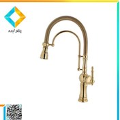 تصویر شیر ظرفشویی شاوری طوفان فلز مدل سناتور مشکی طلایی Shaveri toofan felez dishwasher faucet, Senator model, black and gold