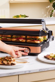 تصویر دستگاه ساندویچ و تست فلزی گریل Gastro Gourmet Grill Toaster Copper 2000 W 6 Karaca 