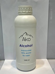 تصویر الکل صد در صد یک لیتری 1000 میل درجه یک آکو AKO 100% Alcohol . first grade 1Lit . AKO