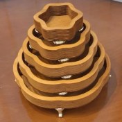 تصویر ست سینی ۵ تیکه چوبی ستاره ای 