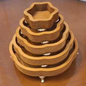 تصویر ست سینی ۵ تیکه چوبی ستاره ای 