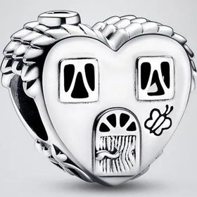تصویر چارم آویز نقره پاندورا قلب و خانه شاد (دستبند،گردنبند) 
