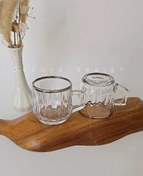 تصویر فنجان چای خوری نیزه ای لب نقره ای 