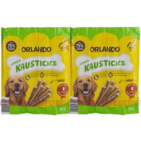 تصویر تشویقی مدادی سگ اورلاندو با طعم گوشت شکار ۸ عددی (بسته بندی جدید) Orlando, Dog Treat Sticks, Game Meat 8x11g