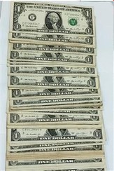 تصویر تک اسکناس یک دلار آمریکا رایج و سریال متفاوت 