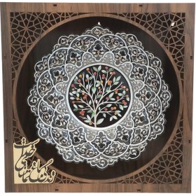 تصویر بشقاب میناکاری دیوارکوب 25 سانتی|طرح درخت زرشک|کد B1176 