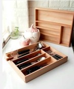 تصویر جا قاشقی و چنگال و ابزار چوبی بامبو کابینتی Bamboo wooden cutlery and tool holder for cabinet