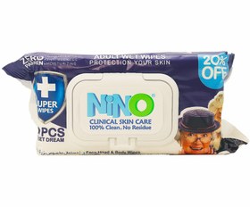 تصویر دستمال مرطوب مخصوص بزرگسالان نینو ۷۰ عدد Nino Clinical Skin care 70 Pcs