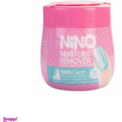 تصویر دستمال مرطوب لاک پاک‌کن قوطی 40 برگ نینو Nail Polish Remover Wet Wipes Tin 40 Sheets Nino