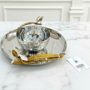 تصویر ست پیاله و پیش دستی ( دست 6 تایی ) استیل_برنج زبنق