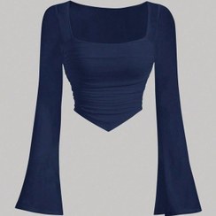 تصویر کراپ یقه خشت آستین کلوش جلو مثلثی 