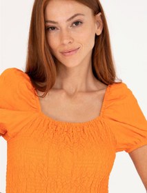 تصویر پیراهن و لباس مجلسی زنانه آستین کوتاه یقه گرد معمولی نارنجی یو اس پولو 