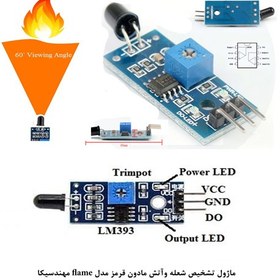 تصویر ماژول تشخیص شعله و آتش مادون قرمز با رله مهندسیکا مدل flame module20 