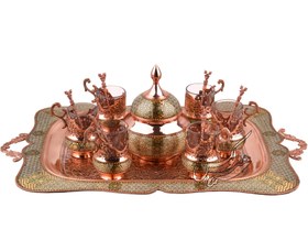 تصویر سرویس چای خوری مس و خاتم کاری شده اصفهان 