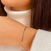 تصویر دستبند ماری استیل رنگ نقره ای 