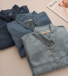 تصویر شومیز جین کاغذی - آبی 