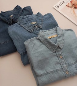 تصویر شومیز جین کاغذی - آبی 