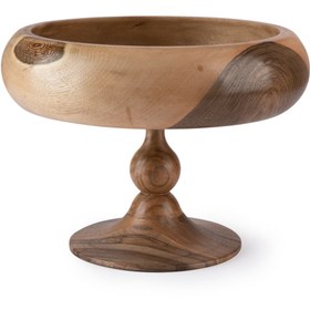 تصویر ظرف پذیرایی خمره ای پایه دار چوب گردو سایز متوسط 