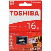 تصویر کارت حافظه microSDHC توشیبا مدل EXCERIA M302-EA کلاس 10 استاندارد UHS-I U1 سرعت 90MBps ظرفیت16 گیگابایت همراه با آداپتور SD 