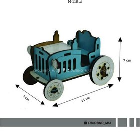 تصویر ماکت دکوری چوبی طرح ماشین تراکتور، کد M-118 