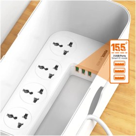 تصویر چند راهی 5 خانه برق ارت دار الدینیو SN5310 با کابل 2 متری + شارژر USB Ldnio SN5310 Way Electricity Adapter 2M With 3 USB Port