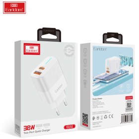 تصویر شارژر دیواری ارلدام مدل ES-EU32 به همراه کابل تبدیل USB-C 