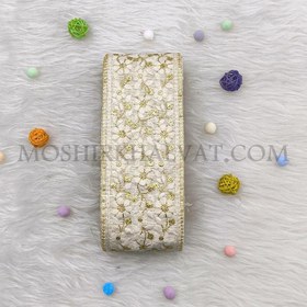 تصویر نوار یراق مدل گلدوزی طلایی 