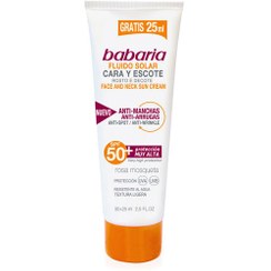 تصویر فلوئید ضد آفتاب صورت و گردن ضد چروک و ضد لک اس پی اق 50 باباریا 75 میل BABARIA Face and Neck Sun Cream Anti-Spot Anti-Wrinkle SPF50 75 ml