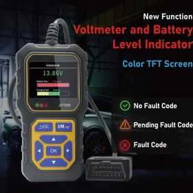 تصویر دیاگ خودرو OB2 برند AT500 AT500 Car OBD2 Scanner Code Reader Engine Fault Code Reader Scanner Light Auto Voltmeter CAN Diagnostic Scan Tool for All OBD II Protocol Cars Since 1996, Multilingual Support