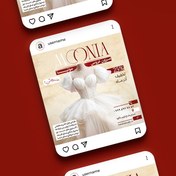 تصویر طرح لایه باز کاور پست اینستاگرام مزون لباس عروس طرح قرمز طلایی کد 288 