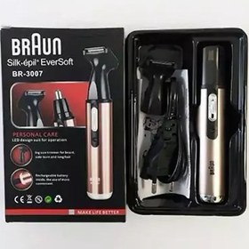 تصویر موزن گوش و بینی و خط زن صورت شارژی BRAUN مدل سیلک اپیل اورسافت کد BR-3007 