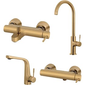 تصویر ست شیرآلات البرز روز مدل رومانیا رنگ کروم و مشکی 