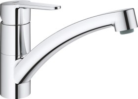 تصویر شیر میکسر سینک آشپزخانه Grohe BauEco 31680000 با دهانه صاف کروم - ارسال 20 روز کاری Grohe BauEco 31680000 Kitchen Sink Mixer Tap with Flat Spout Chrome